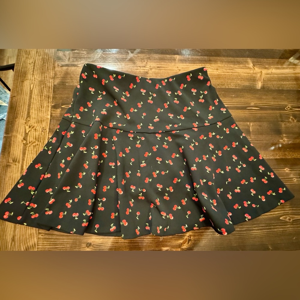 Cato Black Skater Skirt with Cherry Print‎